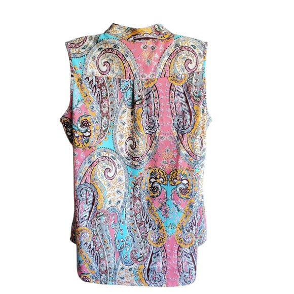 PAISLEY PRINT V-NECK SLEEVELESS TOP XL. - Picture 3 of 6